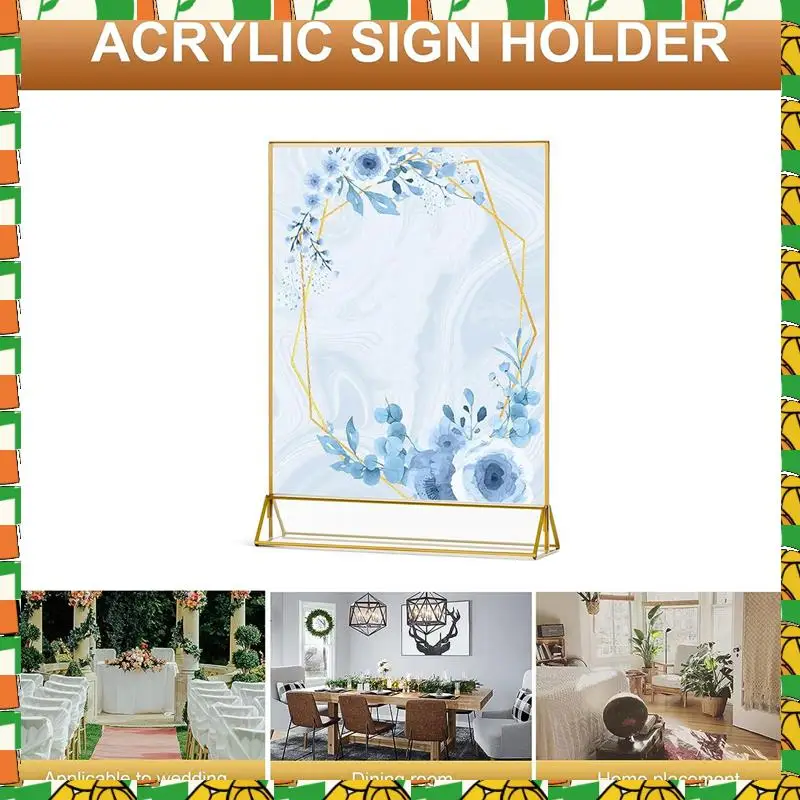 

4Pack 8.5X11 Gold Picture Frame Acrylic Sign Holder Wedding Signs Table Numbers Menu Holders Kit