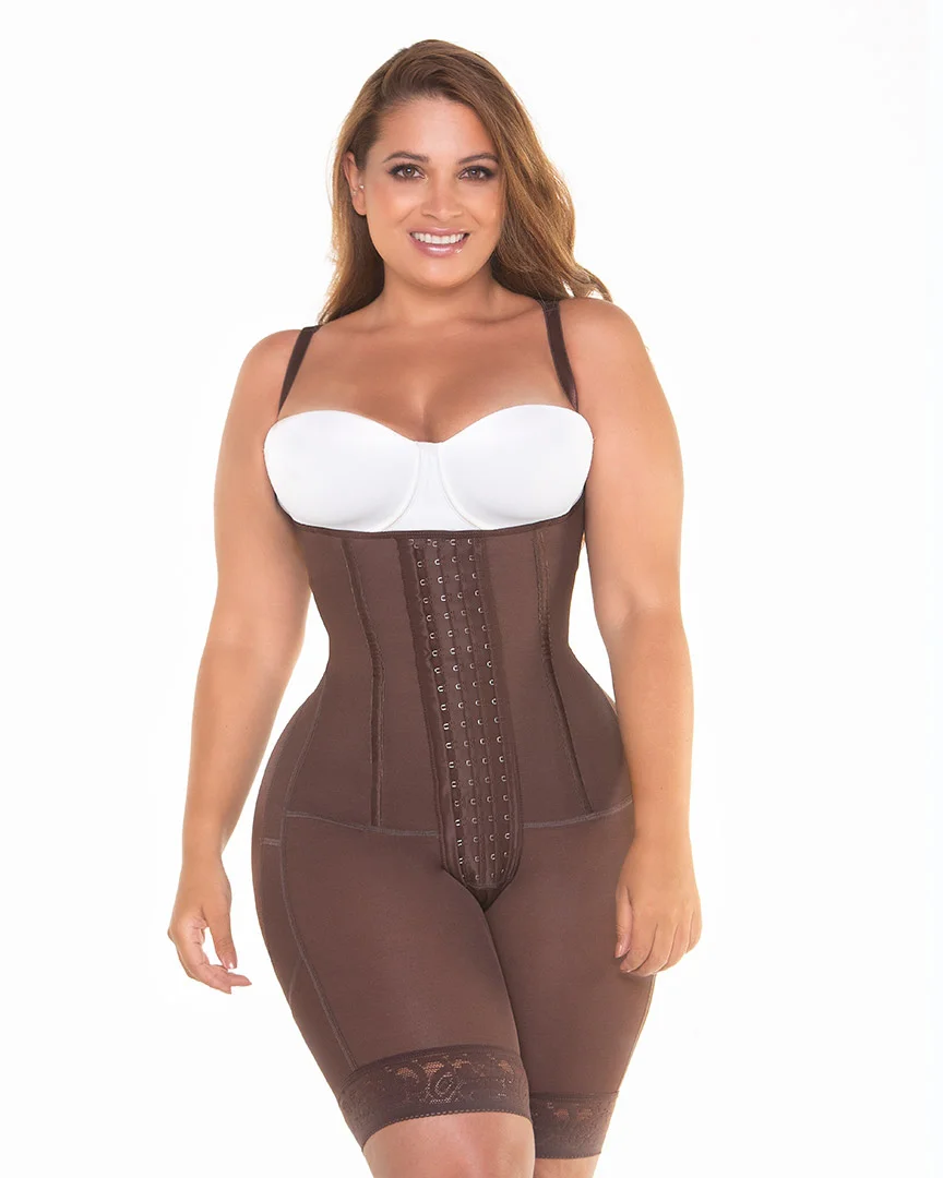 Girdle mid-thigh free breasts sleeve reinforcement front snaps front perineal zipper Free Breasts Perineal Opening Crotch