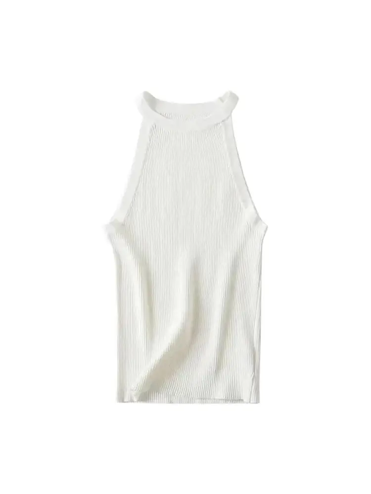 Canottiere basic in maglia a righe moda donna Canottiere sexy senza maniche o collo femminile Camis Mujer