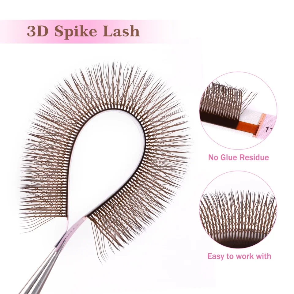 NEU Braune 3D Fairy W-förmige Wimpernverlängerung Wispy 3D Spike Lashes Premium Vorgefertigte Bloom Fan 2D 4D 5DW Clover Lashes Handgewebt – Detail 7