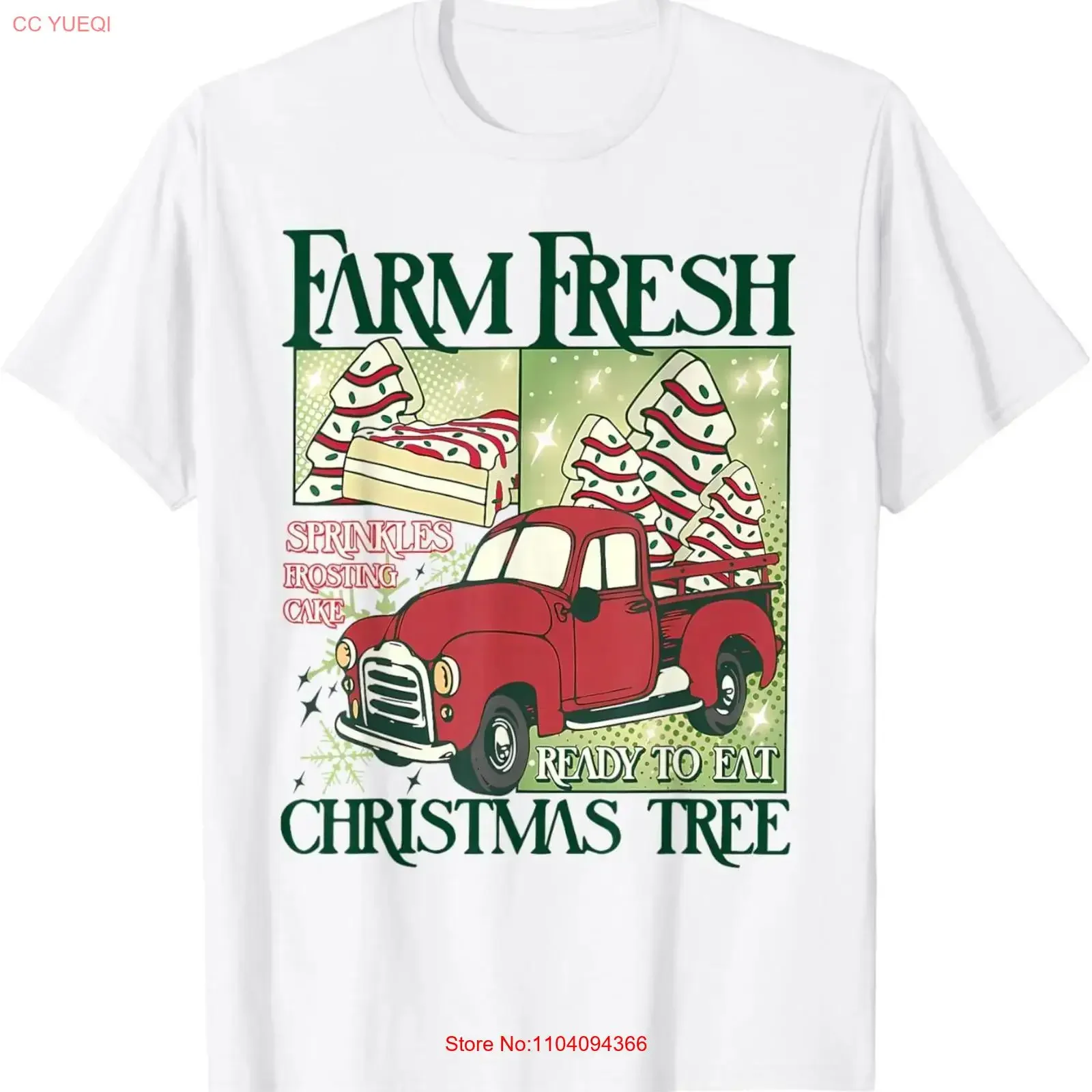 Camiseta vintage Debbie con estampado de pastel de Navidad divertido y árbol de Navidad fresco de la granja, con efecto lavado, ligeramente de diseñador, suave y elástica.
