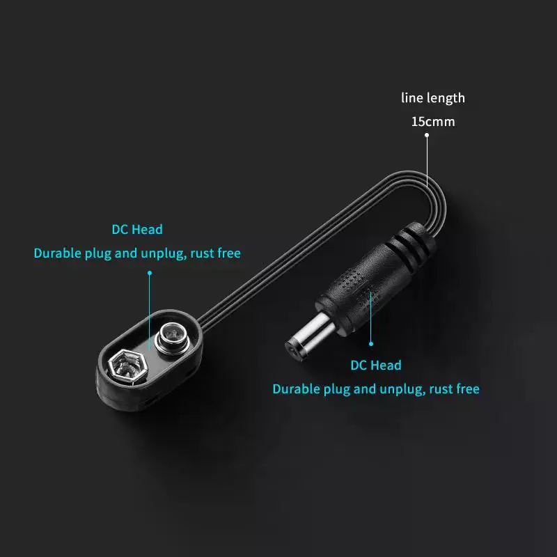 Effect Pedal 9V Battery Clip Converter Male DCJack Plug Power Cable Snap Connector For Guitar Effect Pedal Battery Power Adapte
