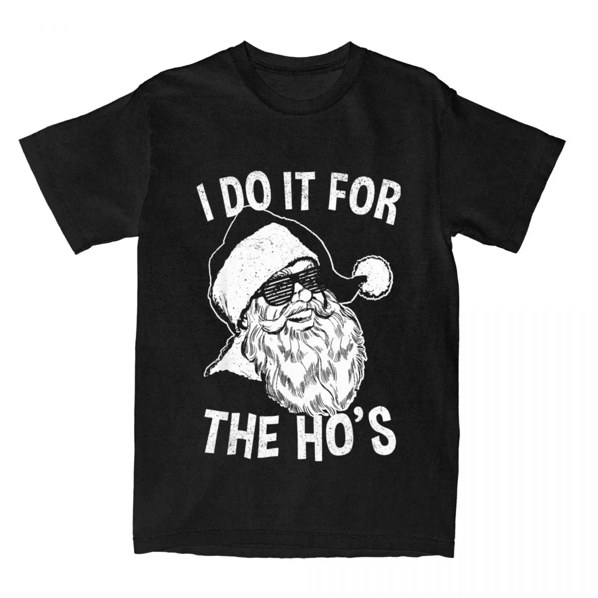 Vintage Funny Santa Retro Santa I Do It For The Ho's T-Shirts Men Cotton T Shirts Fun Christmas Party Tees Classic Clothes