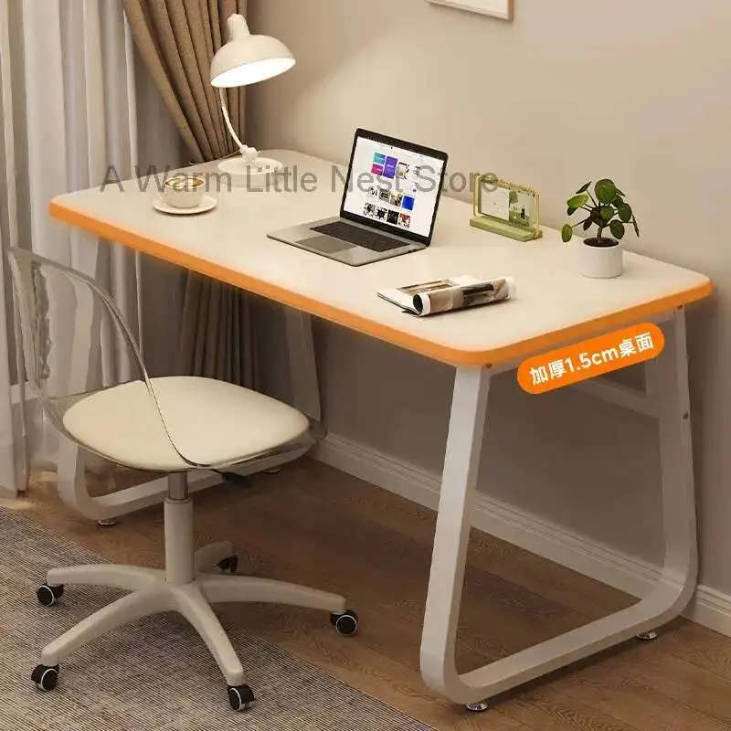 55 Inch Executive Desks, Large Office Computer Desk with Extra Thick Wooden Tabletop and Metal Frame, Simple Writing Table