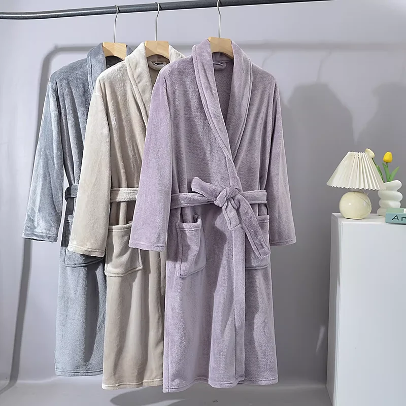 Couple's Thickened Flannel Nightgow Home Clothes Sleepwear Robe Warmth New Autumn Winter Ladies Love Robes