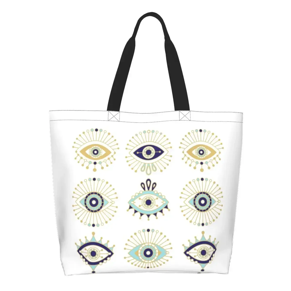 식료품 쇼핑백 캔버스 쇼퍼 숄더 토트 백 대용량 Nazar Amulet Hamsa Boho