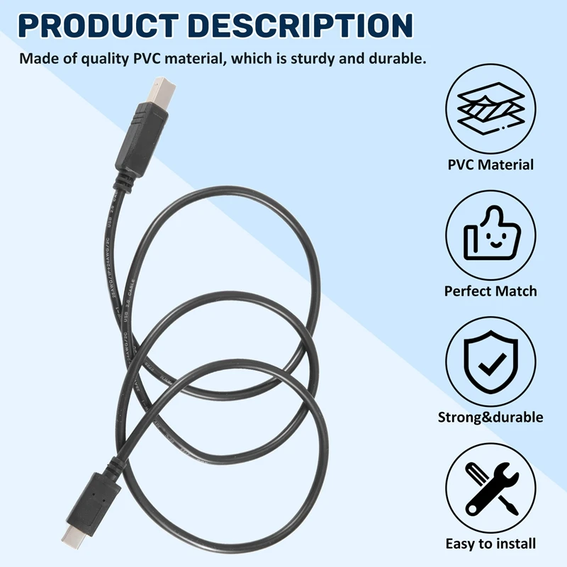 【Must-Haves】USB-C USB 3.1 Type C Male To USB 2.0 B Type Male Data Cable Cord Phone Printer