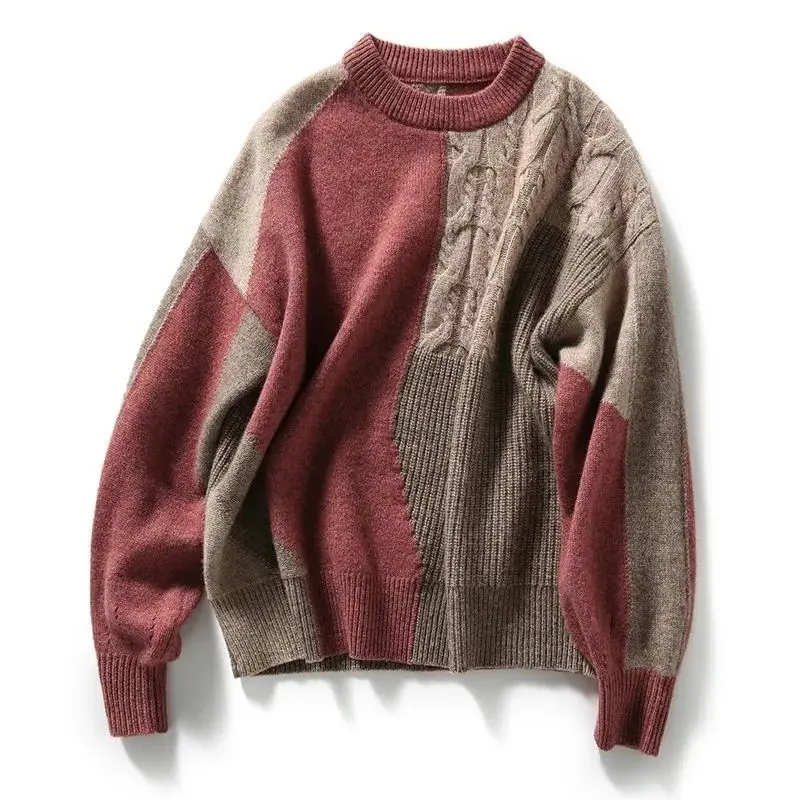 Pullover Rundhals Patchwork Lose Solide frauen Kleidung Herbst Winter Dünne Modische Temperament Pullover, Strick Lässige