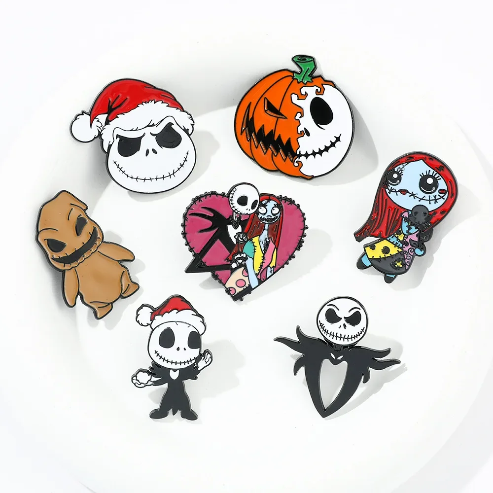 The Nightmare Before Christmas Enamel Pin Cute Creative Movie Character Jack Sally Oogie Boogie Brooch Metal Badges Gifts