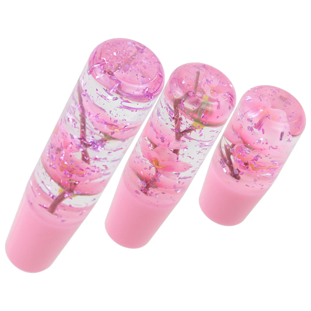 New Crystal Resin Underwater Pink Glitter Cherry Blossom Flower Shift Knob Styling Gear Shift Knob For Auto Interior Accessories