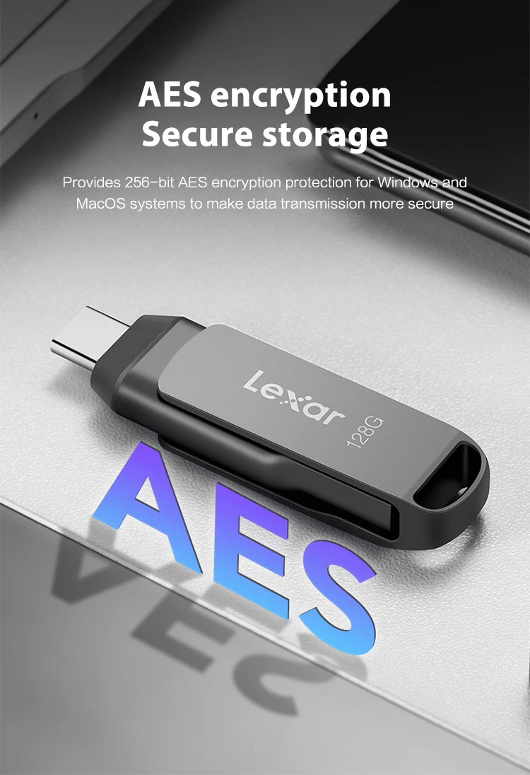 Original Lexar JumpDrive Dual Drive D400 USB 3.1 Typ C/A Memory Stick Dual Slot USB-Stick 32GB 64GB 128GB 256G Für PC/Mac – Detail 5