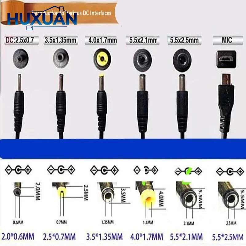 DC Power Adapter Cable DC5521 Female To 2507 3011 35135 4017 4817 5525 Male Connectors For LED Strip Camera Monitor Repair