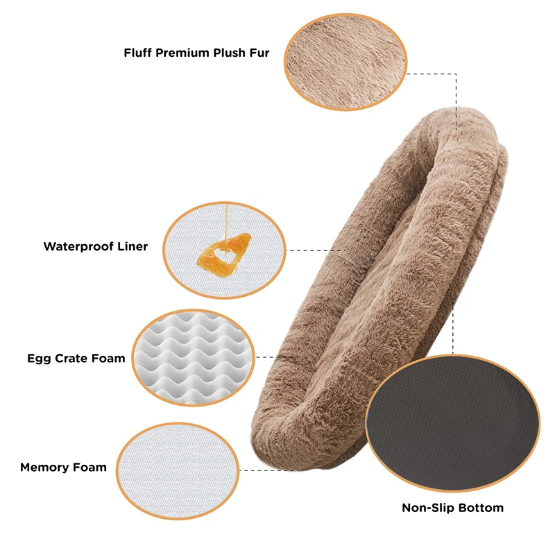 Luxury Large Dog Bed Sleep Deeper Human Dog Bed Soft Sponge Plush Designer Dog Products Detachable and Washable OEM Dropshipping