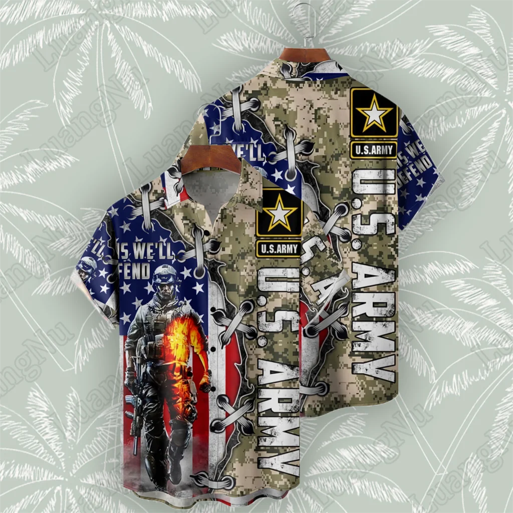 

Military Fans Man Shirt Summer Short Sleeve Camisa Masculina High Quality Oversized Shirts for Men 2023 Hawaiana Hombre Tops