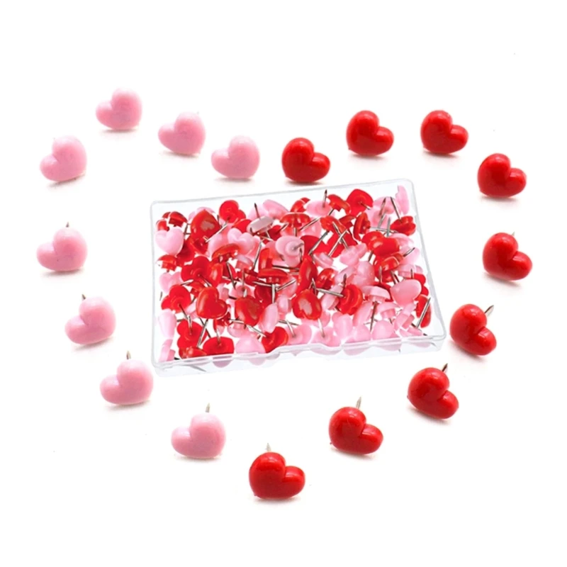 100Pcs/Box Heart Push Pins Map Tacks Decorative Pushpins Poster Pins Notice Board Pins For World Map Fabric Marking Dropshipping