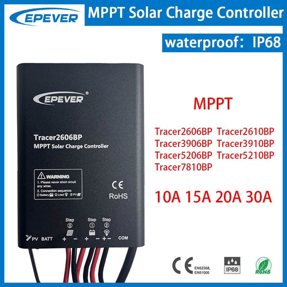 

EPEVER 10A 15A 20A 30A Waterproof MPPT Solar Charger Controller Tracer2606BP 3906BP 3910BP Tracer5206BP Tracer7810BP with Meter