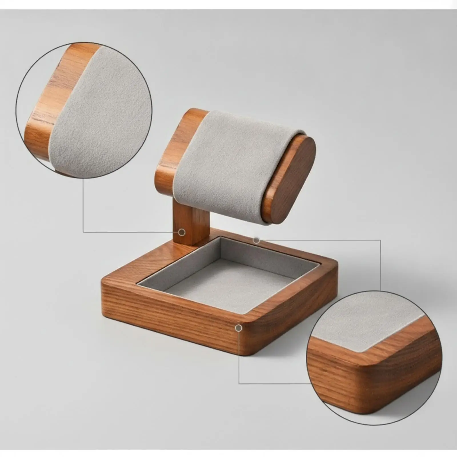 Minimalist Wood Watch Stand Padded Display Holder Jewelry Organizer for Retail Accessories Display