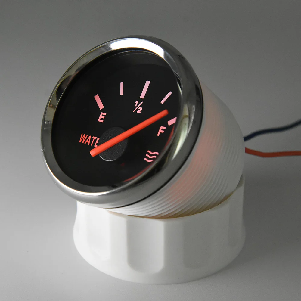 Red Light 52MM Marine Water Level Gauge + 0-190 ohm Water Level Sensor 100-600MM Stainless Steel Fuel Sending Unit Float Sensor