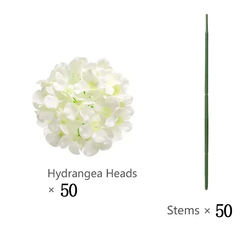 50 stuks kunstmatige hortensia bloemen zijden hortensia hoofden voor bruiloft - afbeelding 1