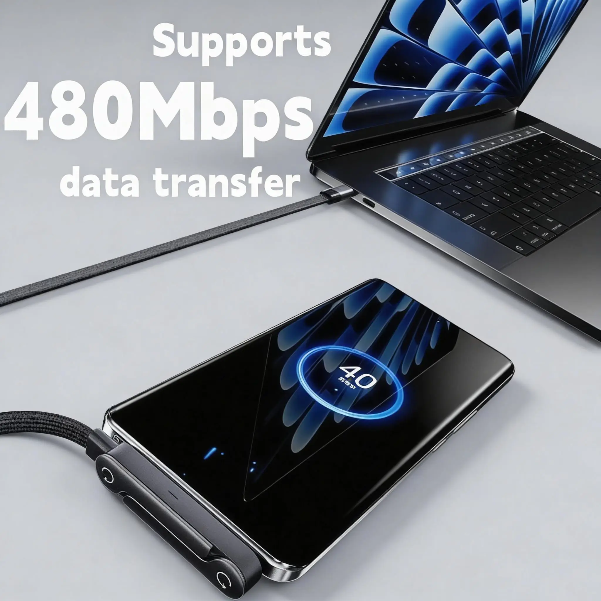 

240W Invisible Stand Fast Charging Cable USB C to USB C Flat Cable 90 Degree Angled Sideways recharge For Iphone17 16 15 Oppo
