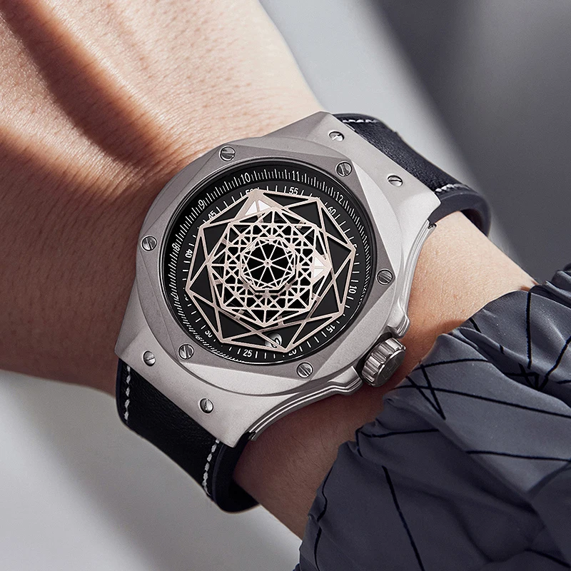 HANBORO Tattoo Men's Watch Fashion Night Light Waterproof Fully Automatic Mechanical Watch for Men