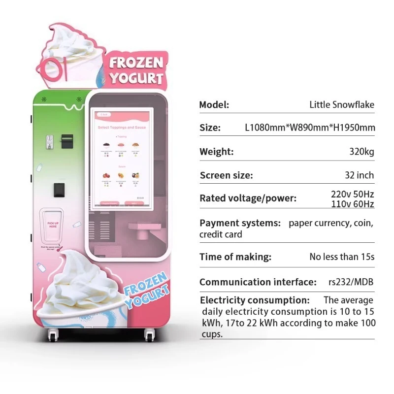 Geavanceerde, gepersonaliseerde ijsautomaten, 24/7, volautomatisch, touchscreen, contactloos betalen, zelfbediening, premium kwaliteit