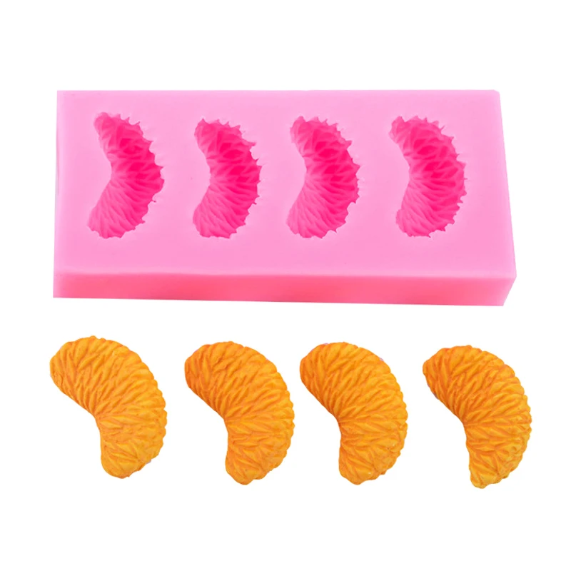 4 Grids Orange Shaped Silicone Mold Kitchen DIY Cake Baking Decoration Candy Cookies Chocolate Mould Fondant Fruit Mould