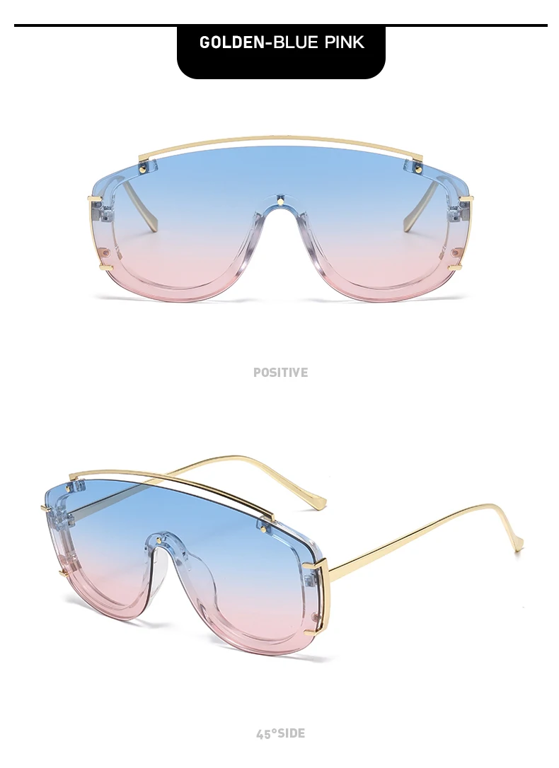 Neue Stil Metall Großen Rahmen Einteilige Farbe Sonnenbrille Personalisierte Moderne Mode Straße Fotografie Sonnenbrille Für Frauen 3092 – Detail 16