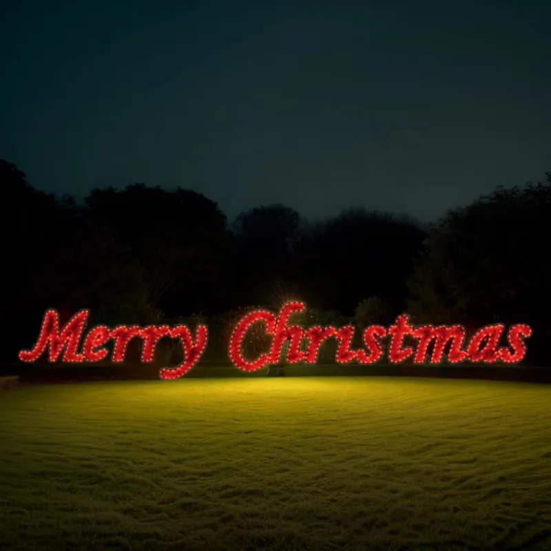 

Giant Merry Christmas Lighting Letter Outdoor Red Emitting Light Sign Motif for Landscape Decorations IP65 Rated