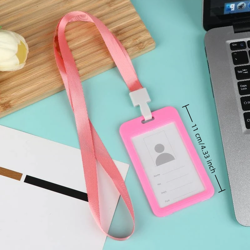 5/10 قطعة تصريح العمل معرض بطاقة الهوية كم شارة حامل مع الحبل الصدر تمرير غطاء بطاقة العمل حزام الرقبة #6