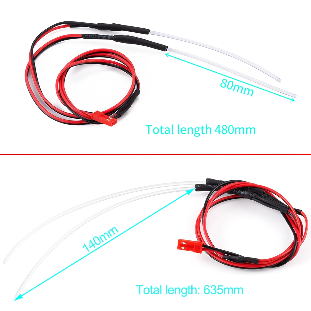 YEAHRUN Soft Wire Taillight Headlight LED Daytime Running Light 480/635MM for 1/10 RC Truck Drifting Flat Car Chassis Light