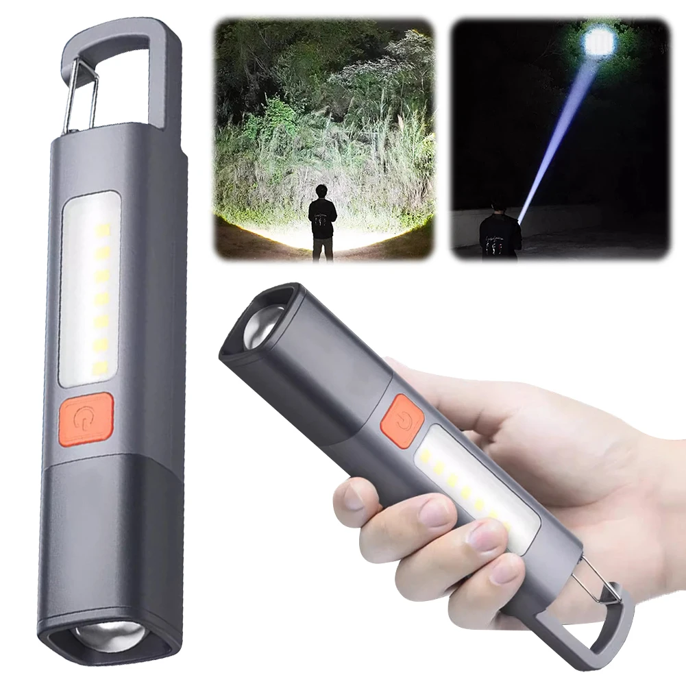 10Pcs Super Bright LED Flashlight XPE COB Torch 3 Modes Outdoor Camping Light with Hook Portable Work Light for Camping Hiking