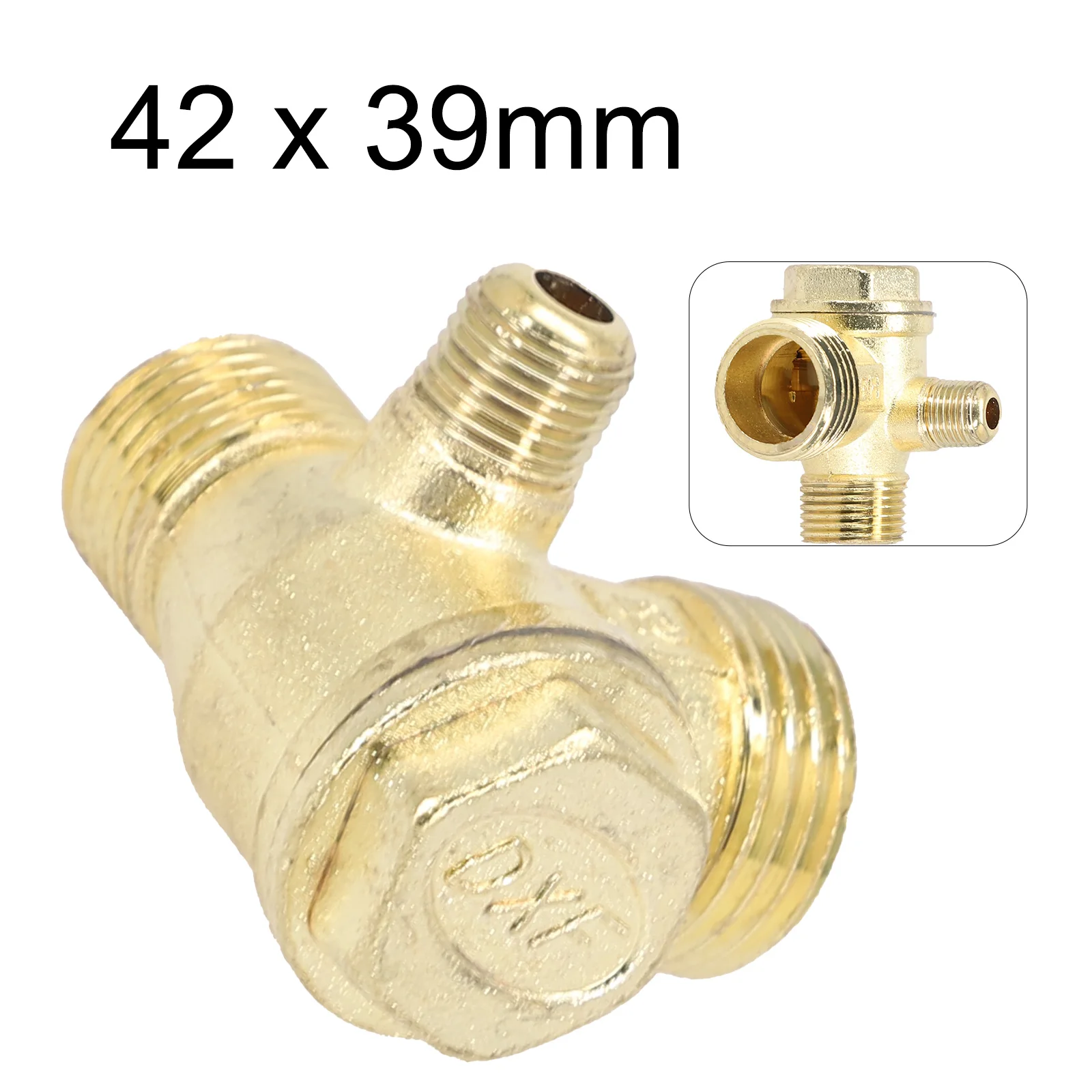 3 Port Unidirectional Check Valve Connector 1/2'' 3/8'' Male Thread Zinc Alloy Accessories For Air Compressor Parts 42x39mm