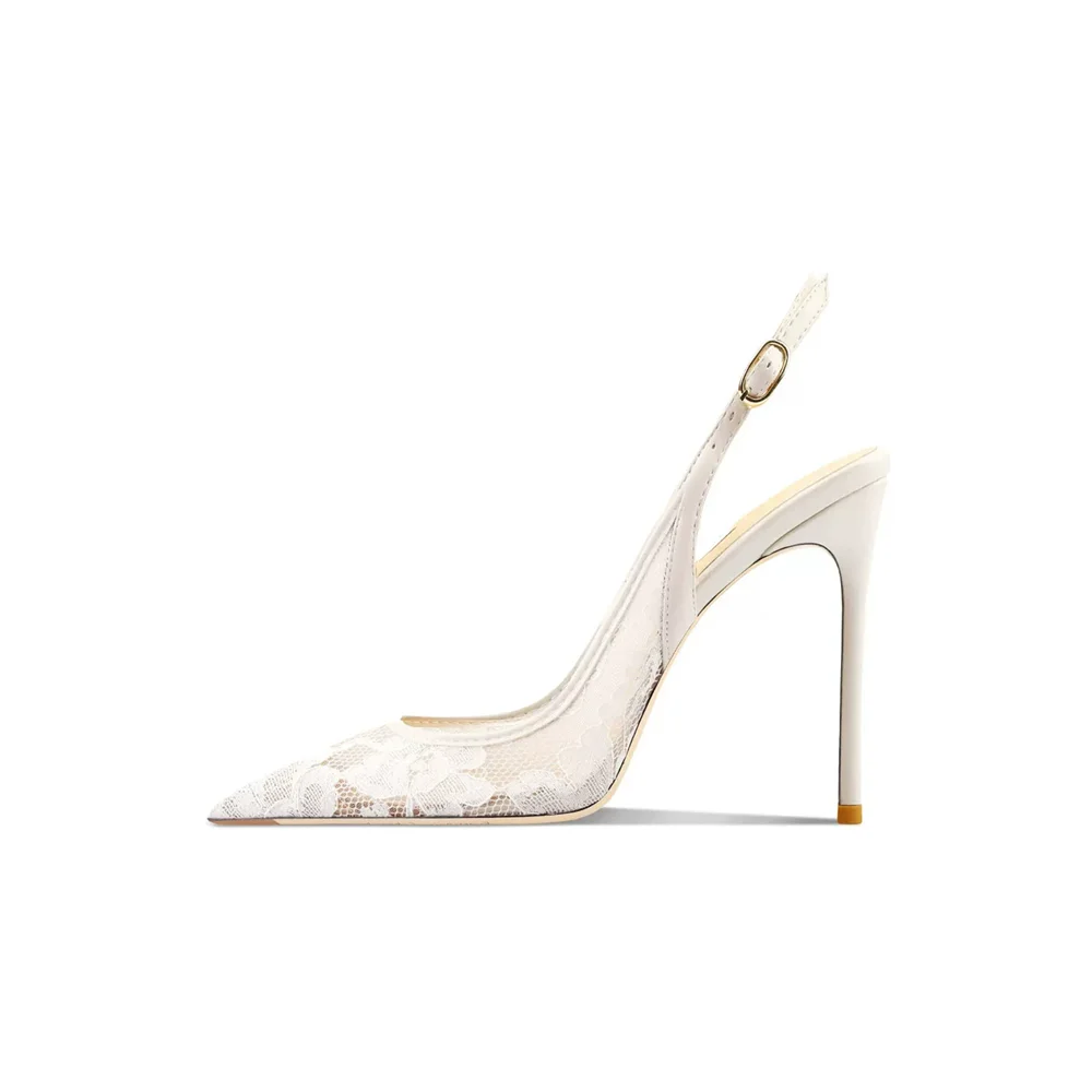 

Thin high heels spring and summer new pointed lace mesh hollow sandals banquet dress customized large size red sole women's shoe