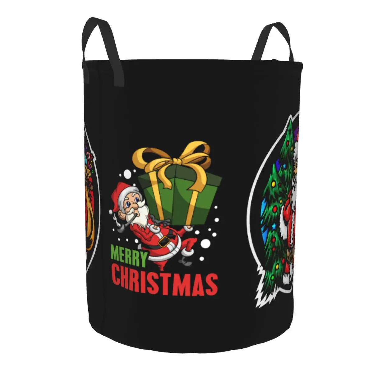 Funny Santa Claus Laundry Basket Collapsible Merry Christmas Sweater Jingle Bells Gift Clothes Hamper for Kids Toys Storage Bin