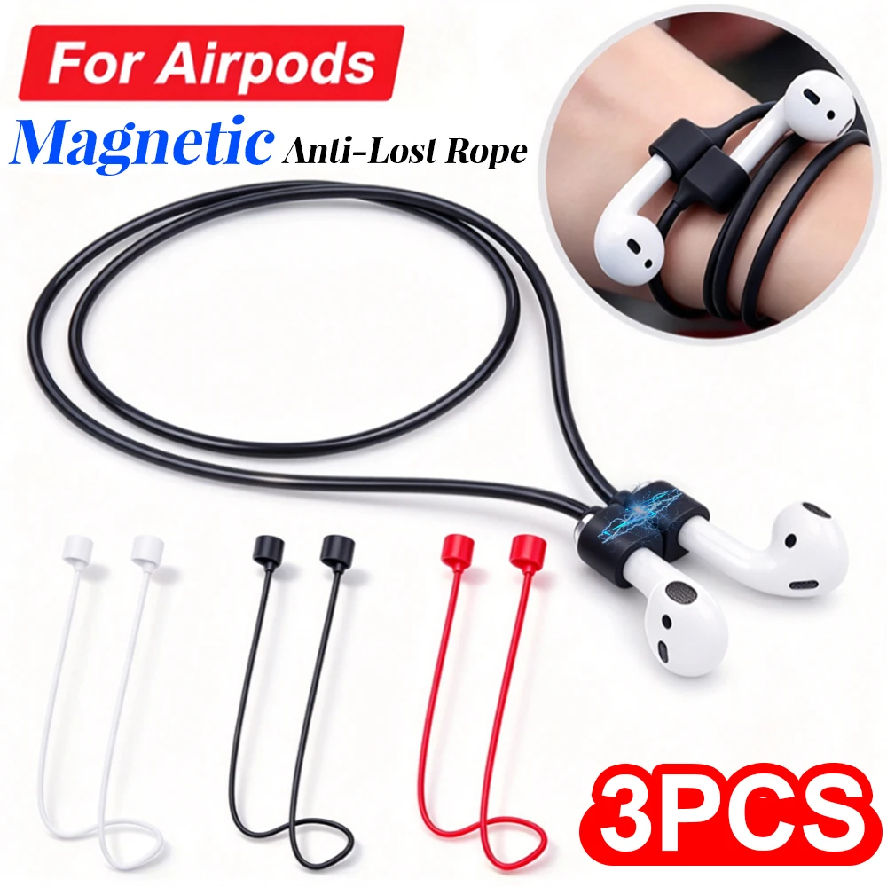 Magnetic Anti-lost Rope Silicone Earphones String For Airpods 5 4 3 2 1 Airpods Pro 3 2 Wireless Bluetooth Headphone Neck Straps