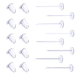 5mm Invisible Plastic Earrings Blank Pins Stud Tiny Head Findings DIY Supplies (300 Pieces/150 Pairs)