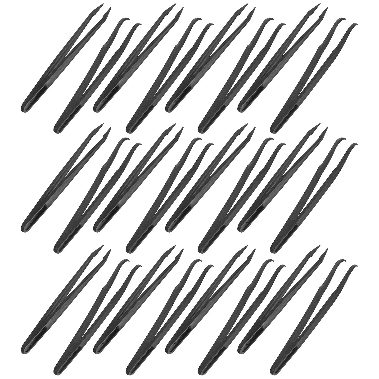 

36Pcs Plastic Curved Straight Tweezers Set Laboratory Precision Nail Jewelry Tools Fine Tip Tweezers