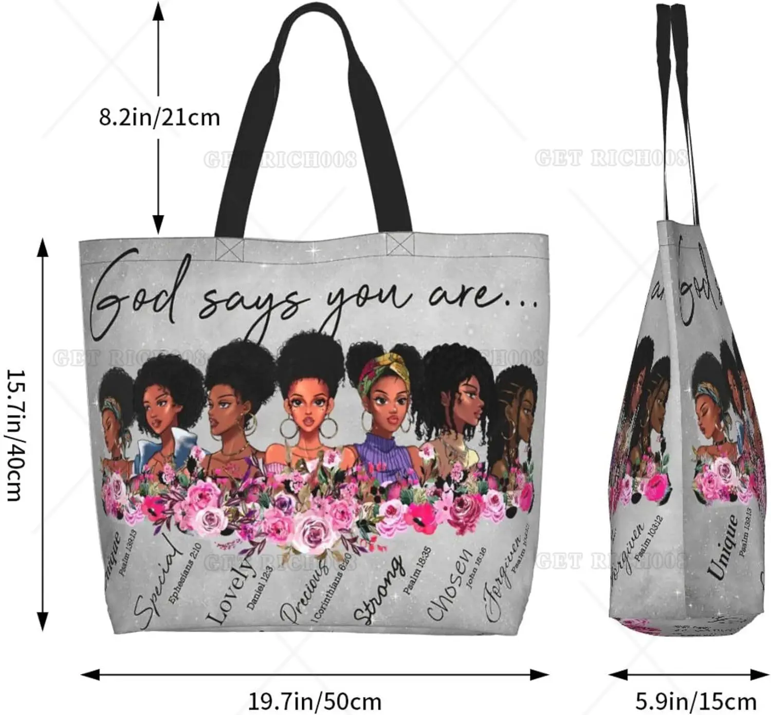 Afro Women Tote Bags borsa a tracolla afroamericana God dice che sei borse a tracolla da donna nere per lo Shopping lavoro drogheria palestra