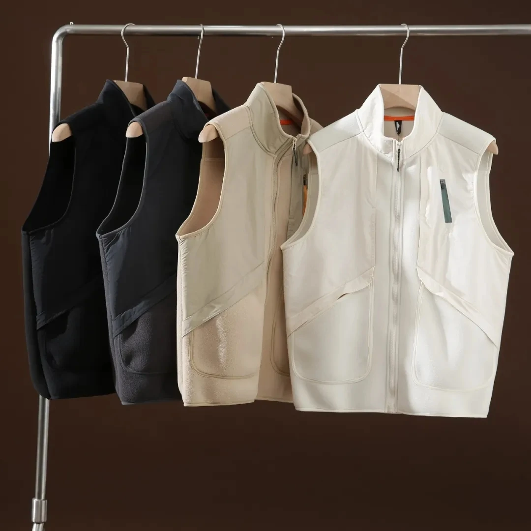 

Уличный мужской модный двусторонний ветрозащитный теплый жилет Fce, подходит для городского отдыха, молодежный повседневный осенний жилет на молнии