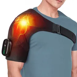 Electric Heating Shoulder Massager Brace Joint Vibration Arthritis Pain Relief LED Smart Controller Adjustable Support Belt