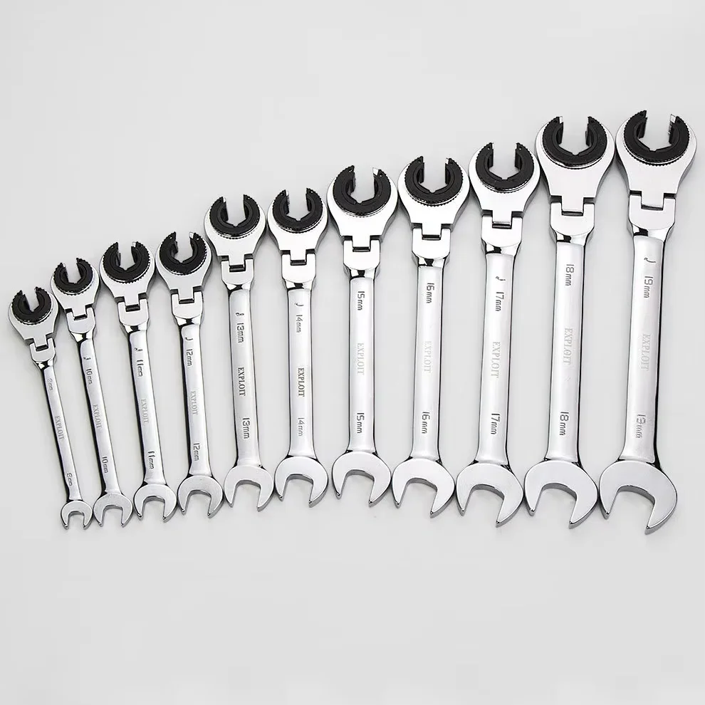 

Заводская распродажа, сверхмощный ключ с храповым механизмом двойного назначения, раструбная гайка с фиксированной головкой и открытым концом для метрических гибких трубок, удобная