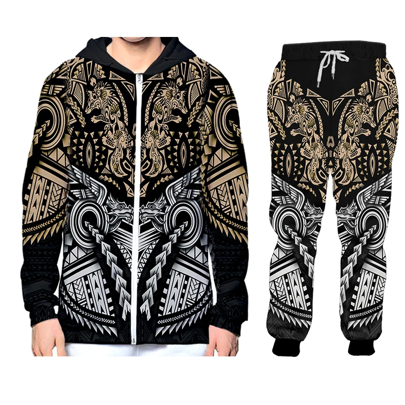 Tahiti Polynesia Men Tracksuit 2 Piece Set 3D Casual Hoodies Sweatshirt Pants Sportswear Joggers Men Sets Sweatsuits Custom
