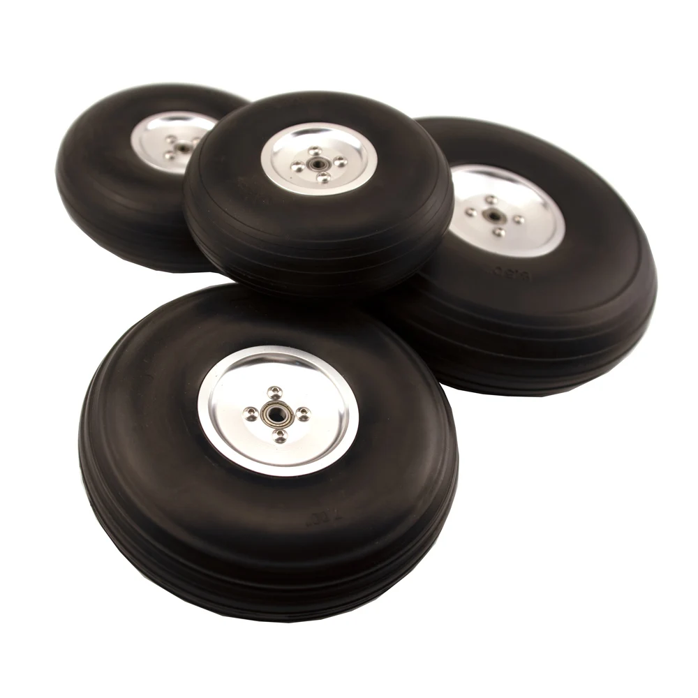 2PCS PU Wheels With Aluminum Alloy Hub Core Tire Steel Rim Bearing Hole 5.5\