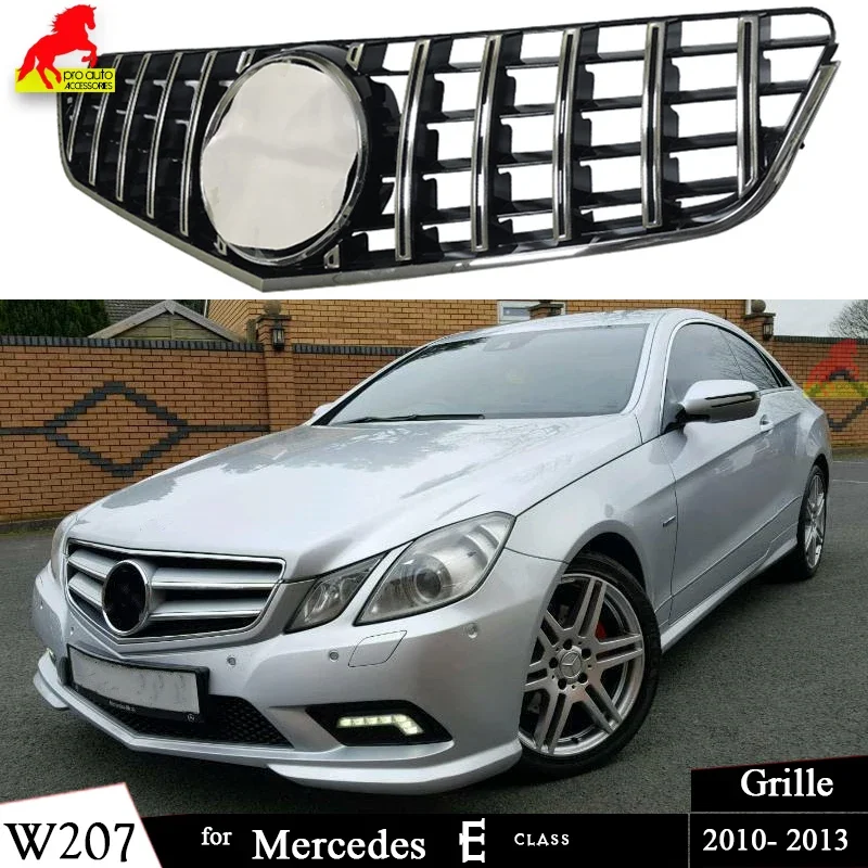 

GT Grill Front Bumper Grille Grills for Mercedes E Class 2-Door Coupe C207 W207 Cabriolet A207 2010 - 2013 E250 E300 E350 E500