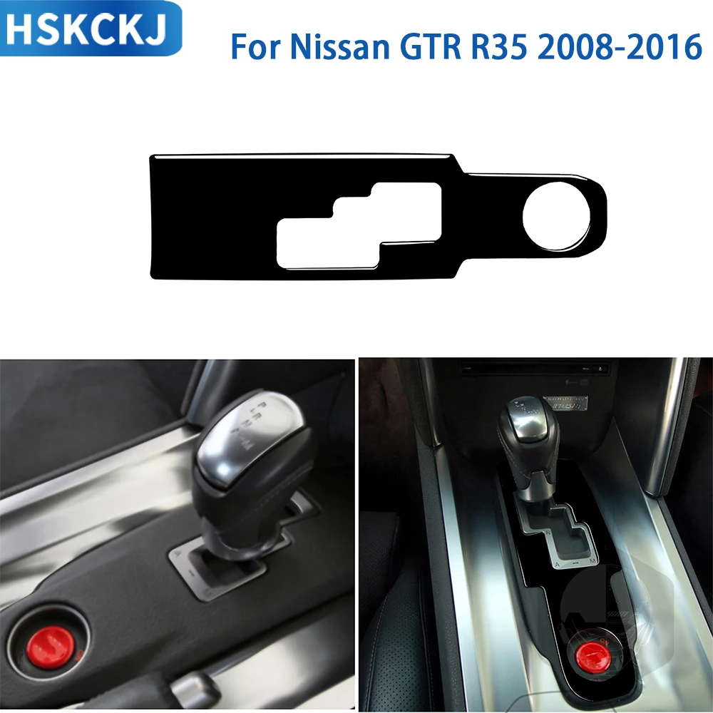 

For Nissan GTR R35 2008 2009 2010 2011-2016 Gloss Black Plastic Sticker Car Interior Gear Shift Panel Trim Decorative Accessory