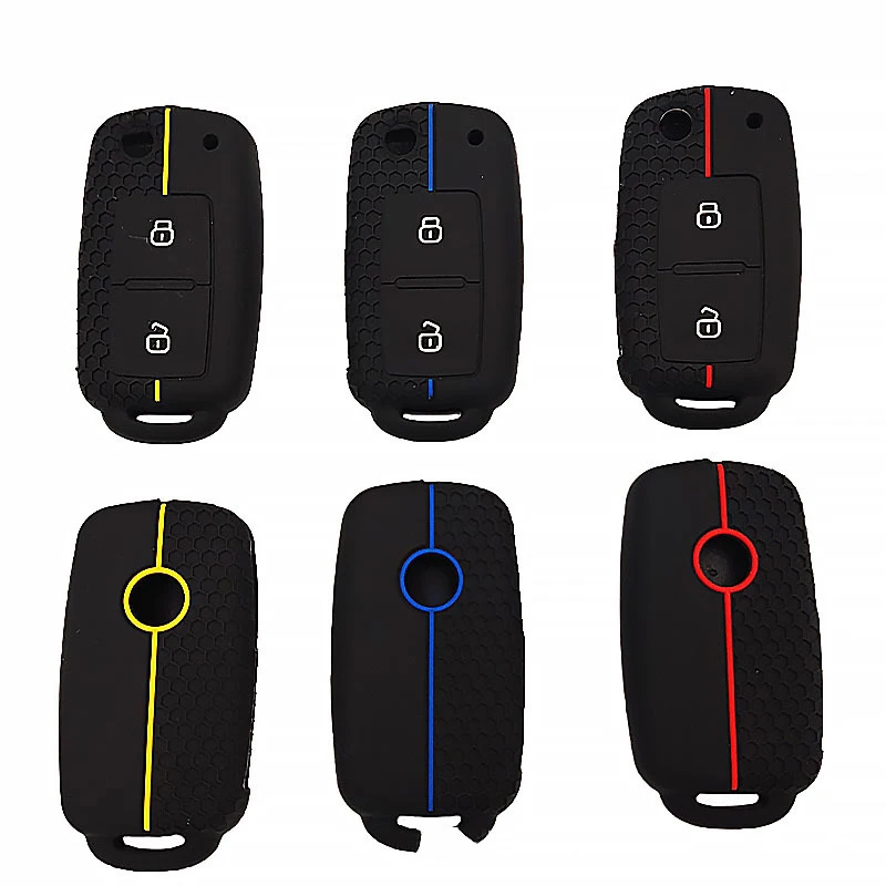 Car Remote Key Pack Kit with 2 Silicone Button Covers for VW MK4 Seat Altea Alhambra Ibiza Polo Golf 4 5 6 And Amarok