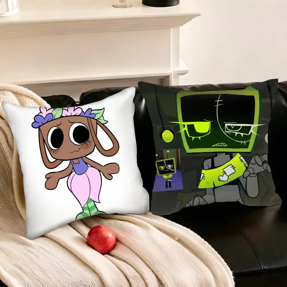 

H-Horror Game Dandys W-World Laser Various Sizes Square Pillowcase For Car Home Bedchamber Decor