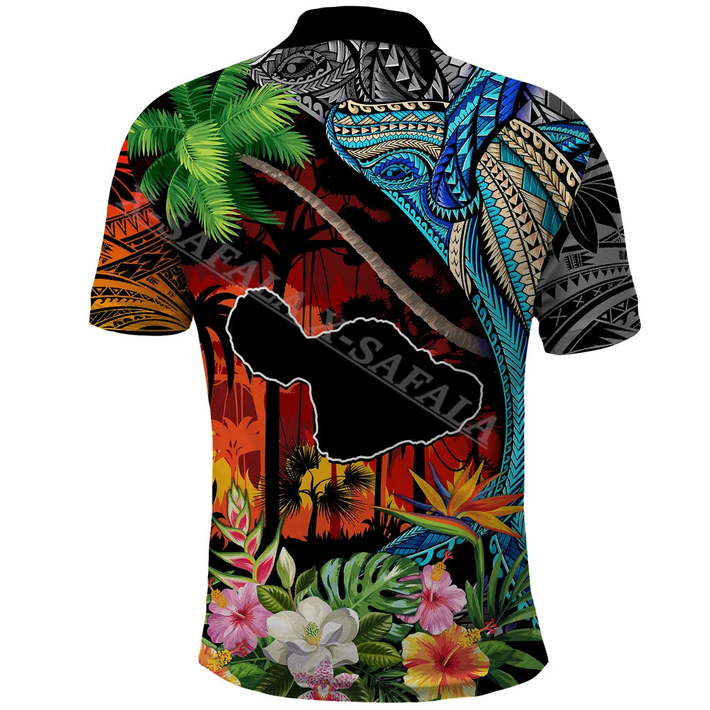 Hawaii Strong Maui Wildfire Puletasi Pray Lahaina 3D Print Men Polo Shirt Quality Breathable Smooth Short Sleeve Casual Tee