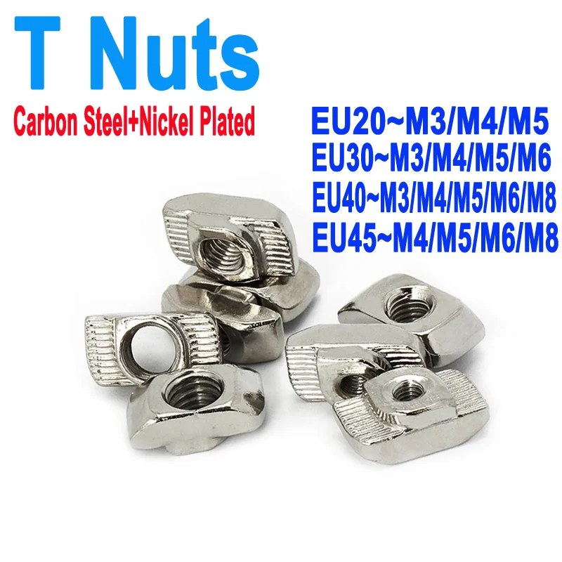 

M3 M4 M5 M6 M8 Slot T-nut Sliding Hammer Nut Drop In Fasten Connector EU20/30/40/45 For Aluminum Extrusion 2020 3030 4040